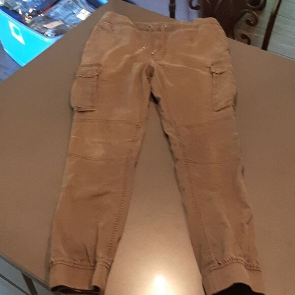 Divided Olive Green Cargo Pants with Drawstring Waist - Picture 3 of 14